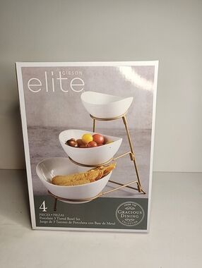 Gibson Elite Porcelain 3 Tiered Bowl Set